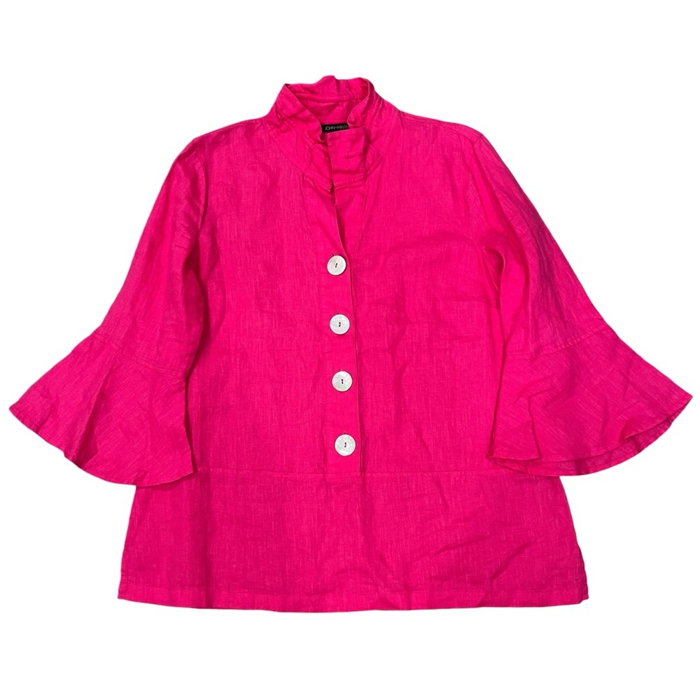 John Mark Linen Bell Sleeve Popover Top S